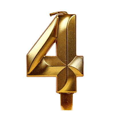 Свечи для торта, цифра 4 (золото, 5 см)