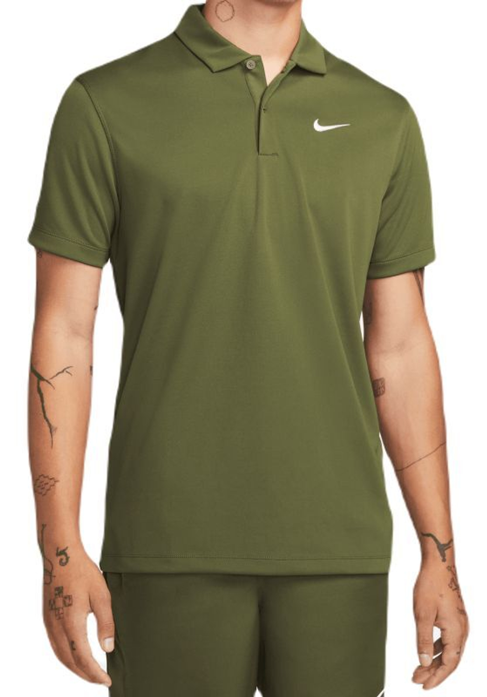Мужское поло теннисное Nike Men's Court Dri-Fit Solid Polo - rough green/white