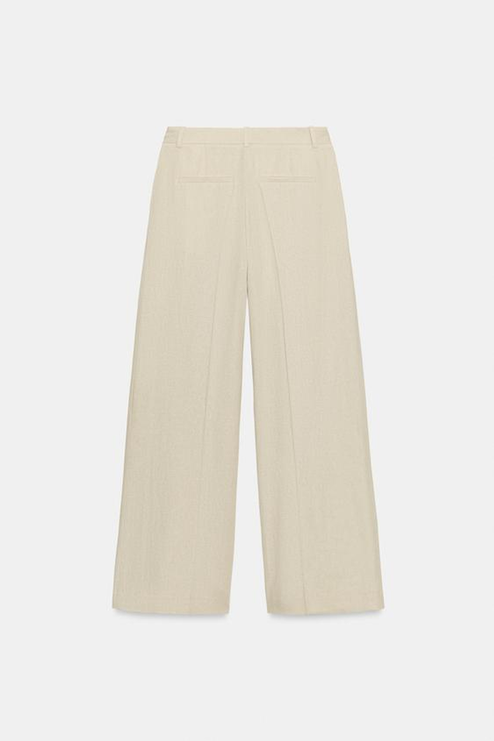 ZARA ШИРОКИЕ БРЮКИ ИЗ ЛЬНА, СВЕТЛО-БЕЖЕВЫЙ