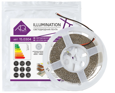 Лента светодиодная 2835, 120 LED/м, 12V, 9,6W/м, 8 мм, IP20, нейтральный белый, AQ (15.0012)