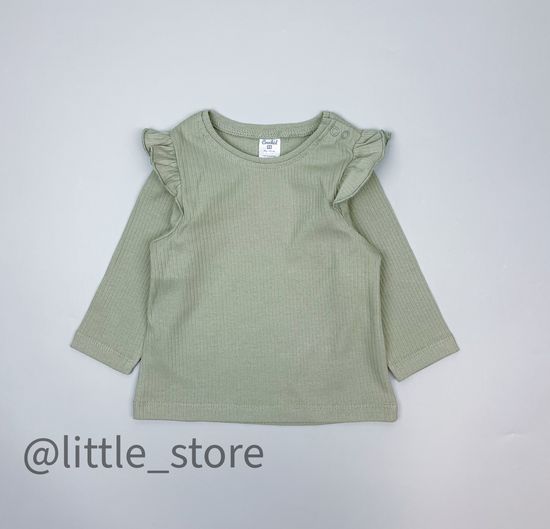 Лонгслив хлопковый "Смешные зайки" темно-оливковый