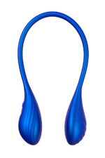 Синий двусторонний вибратор Agamien с управлением через приложение - 46 см. (Цвет: синий)