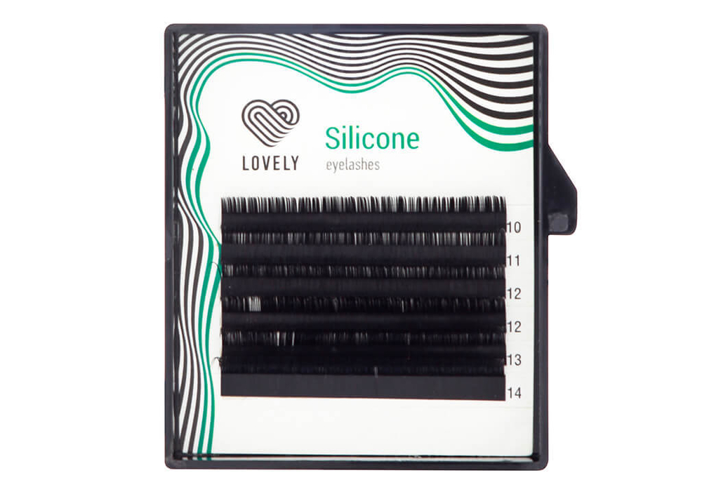 Черные ресницы Lovely Silicone - 6 линий MINI MIX