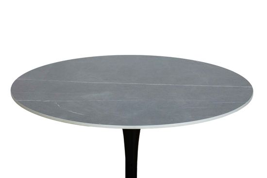 Стол обеденный MOON керамический, серый D90, основание металл черный D60