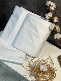 ZEPHYR HOME Постельное белье на двуспалку Страйп-МакоСатин отельное белое