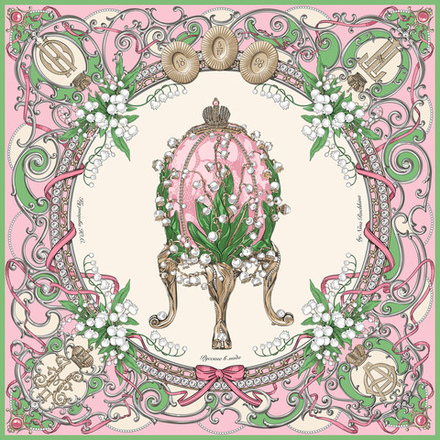 Платок «Яйцо Фаберже Ландыши» розовый