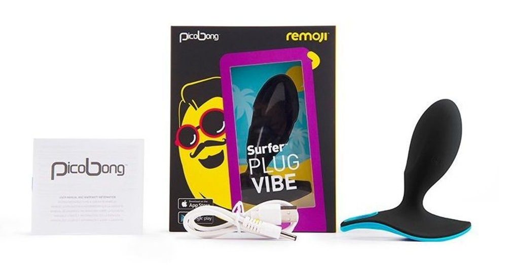 Чёрная анальная вибропробка SURFER PLUG VIBE с управлением со смартфона (Цвет: черный)