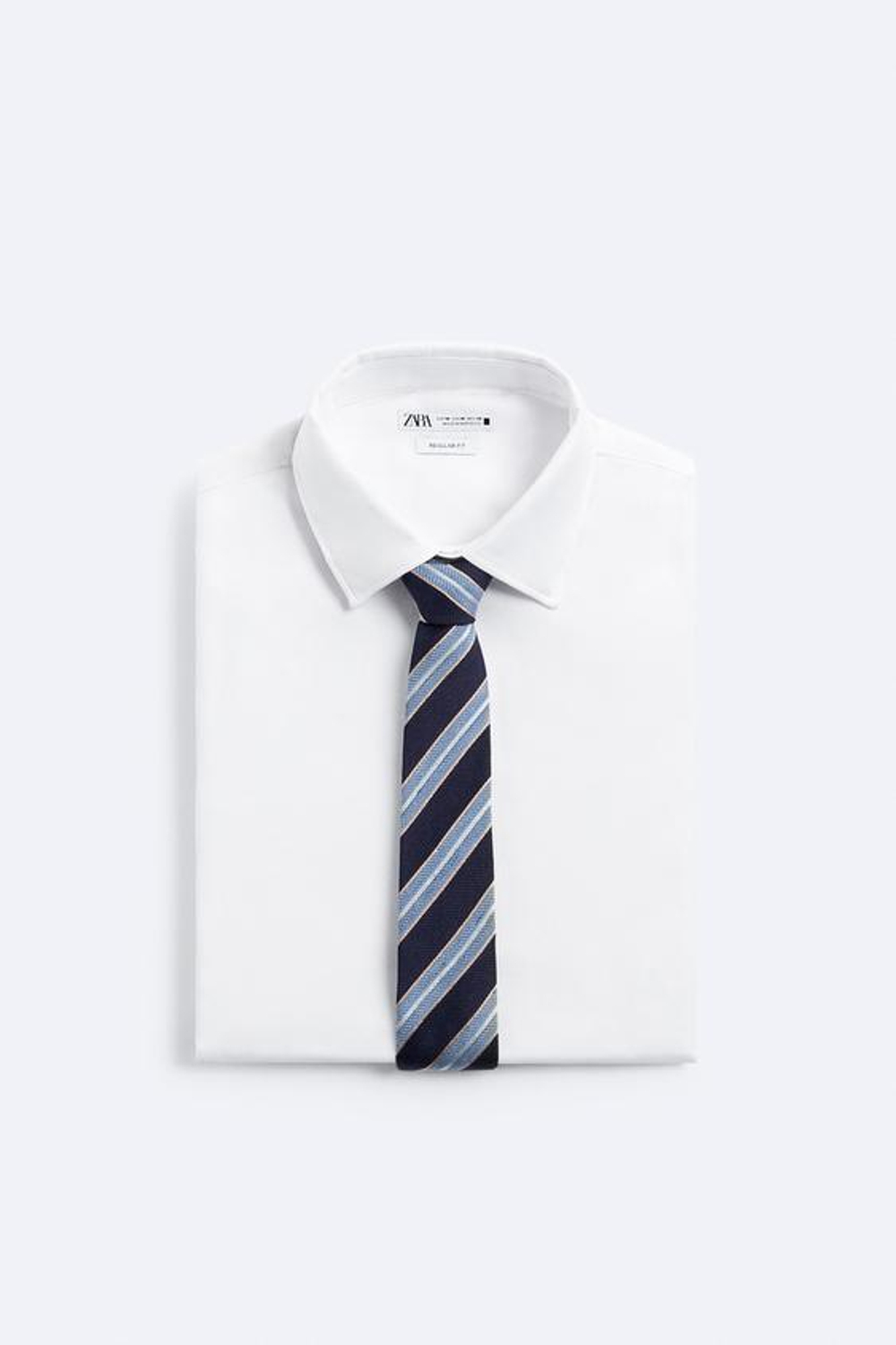 ZARA ЖАККАРДОВЫЙ ГАЛСТУК В ПОЛОСКУ, СИНИЙ