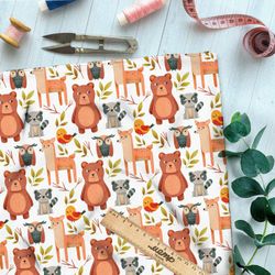 Ткань бифлекс переглядывающиеся животные в лесу