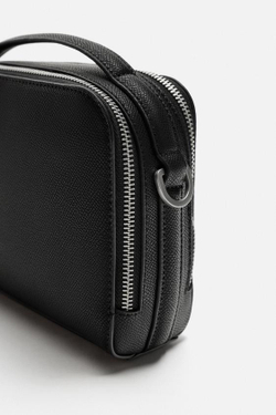 ZARA СУМКА С ТЕКСТУРОЙ, ЧЕРНЫЙ