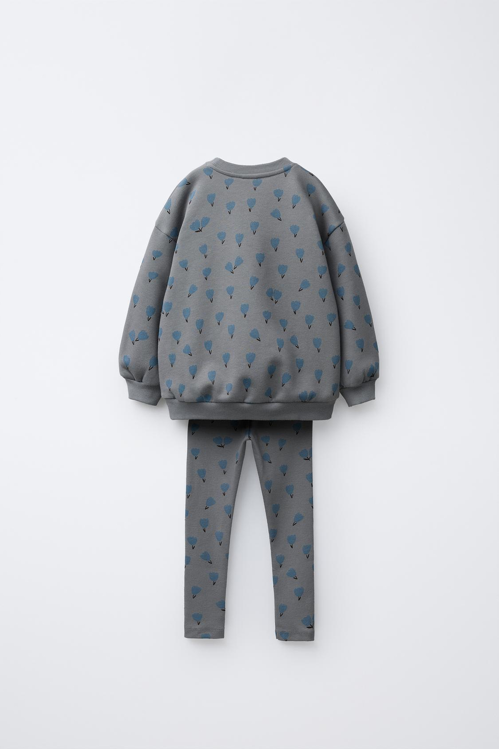 ZARA КОМПЛЕКТ: ТОЛСТОВКА И ЛЕГИНСЫ В РУБЧИК С ПРИНТОМ, СЕРО-СИНИЙ