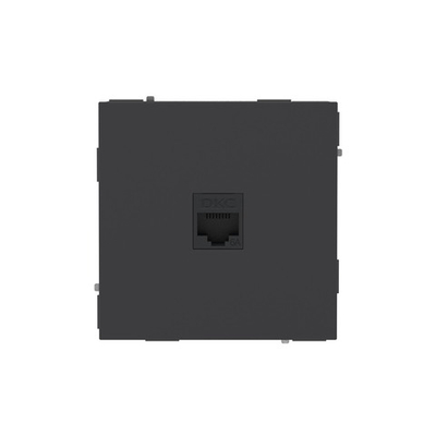 Компьютерная розетка RJ-45 без шторки, кат.6А одинарная,KANT, черный уголь