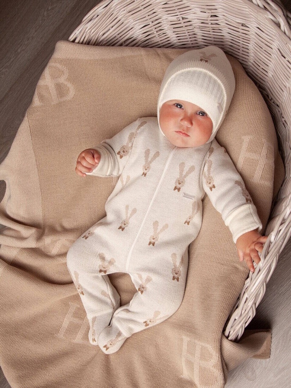 Комбинезон с капюшоном "Зайка", Экрю-бежевый