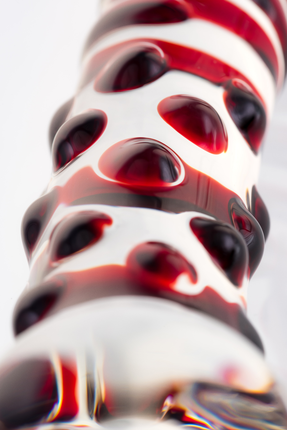 Фаллоимитатор Sexus Glass стеклянный с красными полосками 21 см