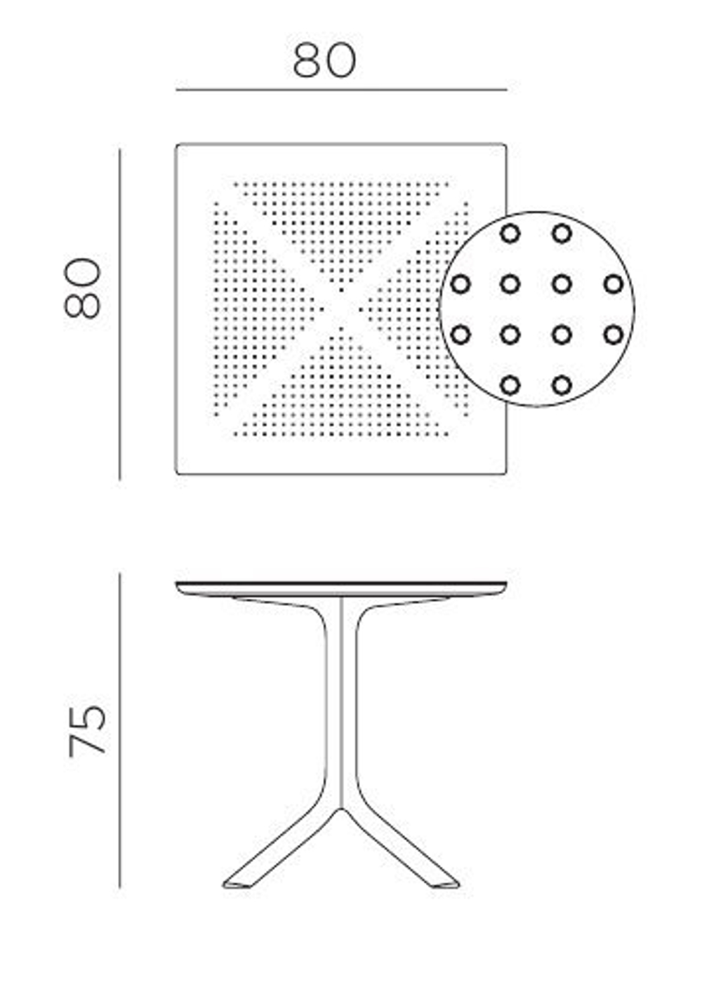 Стол пластиковый обеденный Nardi Clip 80, антрацит