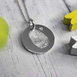 Кулон подвеска из серебра с детским отпечатком пальца на заказ
