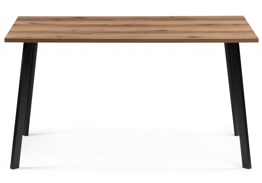 Стол деревянный Woodville Тринити Лофт 140х80 дуб крафт табачный, черный матовый, ножки черные