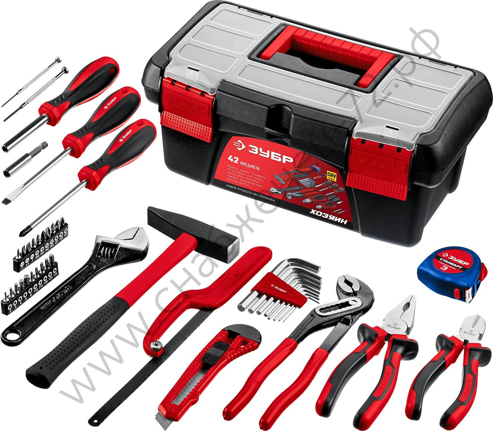 ЗУБР Хозяин-42 42 предм., Универсальный набор инструмента для дома, МАСТЕР (22105)
