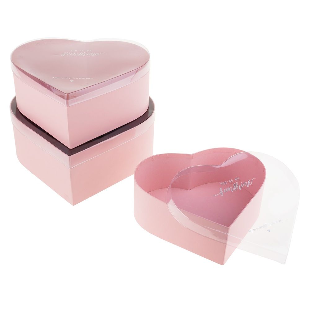 Набор/3шт "Сердце" 28x25xH11см-23x21xH8,5см (Розовый)