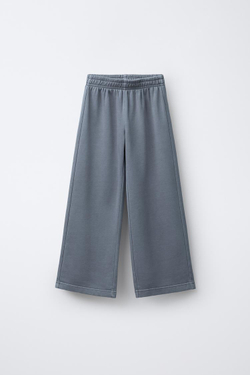 ZARA БРЮКИ WIDE LEG С ЭФФЕКТОМ ПОТЕРТОСТИ, ГОЛУБОЙ