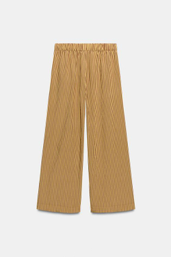 ZARA БРЮКИ WIDE-LEG В ПОЛОСКУ — ZW COLLECTION, ЖЕЛТЫЙ