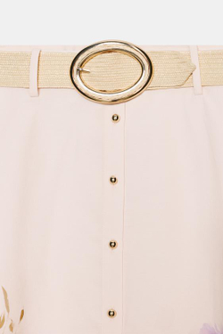 ZARA ЮБКА МИДИ С ЦВЕТОЧНЫМ ПРИНТОМ И РЕМНЕМ, РАЗНОЦВЕТНЫЙ