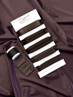 Атлас стрейч горький шоколад (фиолетовый подтон) глянцевый метражом