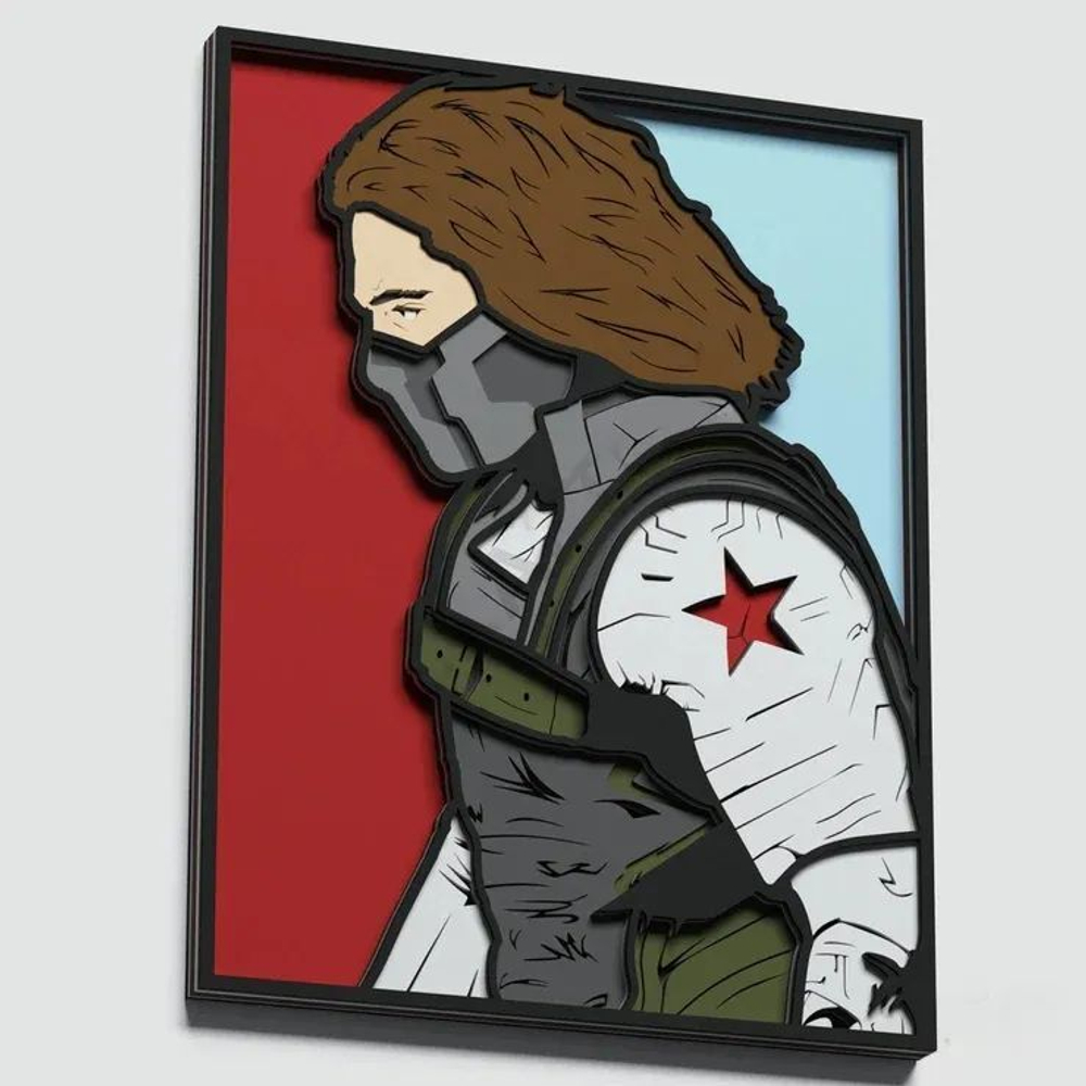3D Картина по номерам из дерева Зимний солдат, 38x50 см