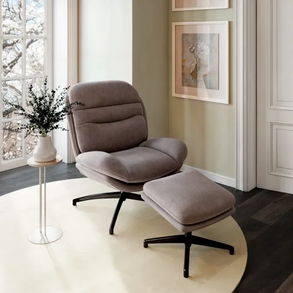 Кресло-качалка с оттоманкой Magnus, серое