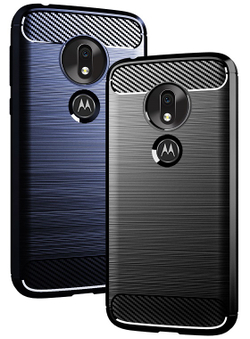 Чехол для Motorola Moto G7 Play цвет Blue (синий), серия Carbon от Caseport