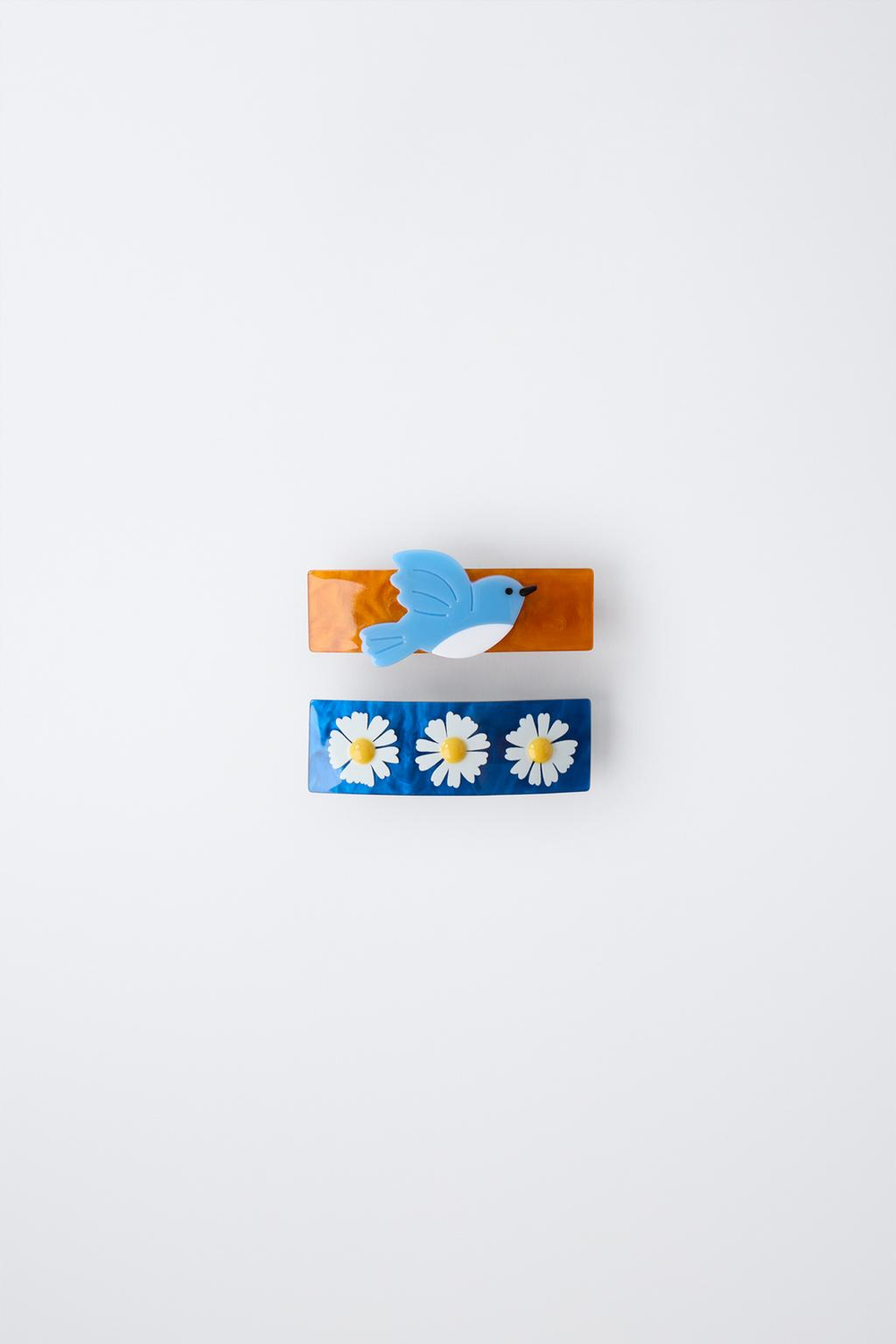 ZARA НАБОР ИЗ ДВУХ ЗАКОЛОК ДЛЯ ВОЛОС «ЦВЕТЫ И ПТИЦА», ЭКРЮ