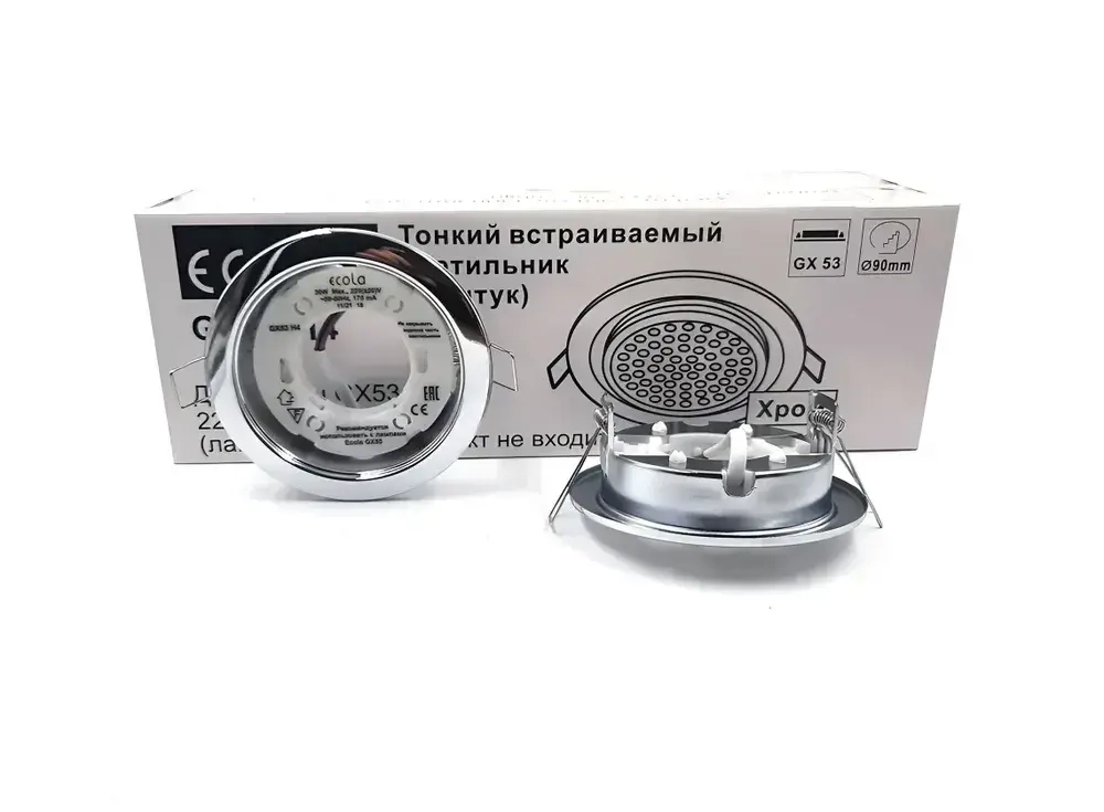 Встраиваемый светильник Ecola GX53 H4 хром FC5310ECB (10 шт.)