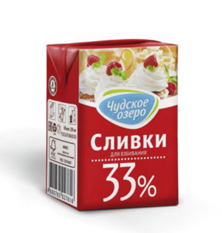 Сливки 33% 200 мл Чудское озеро