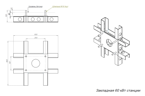 Закладная для зарядных станций Pandora AERO 160
