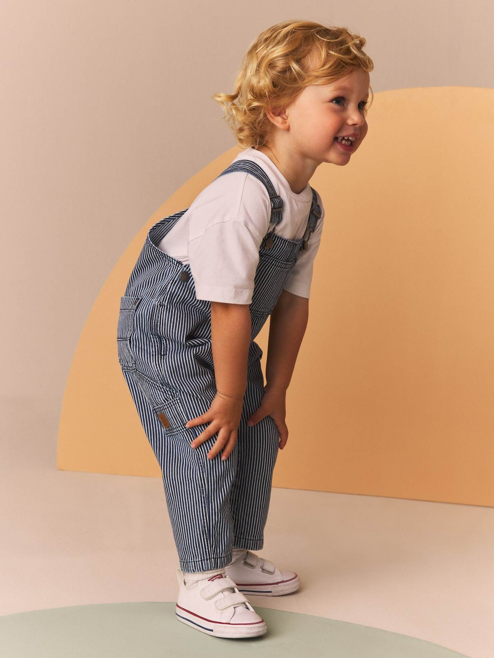 Комбинезон джинсовый для мальчика Next B25-311, Темно-синий, Белый