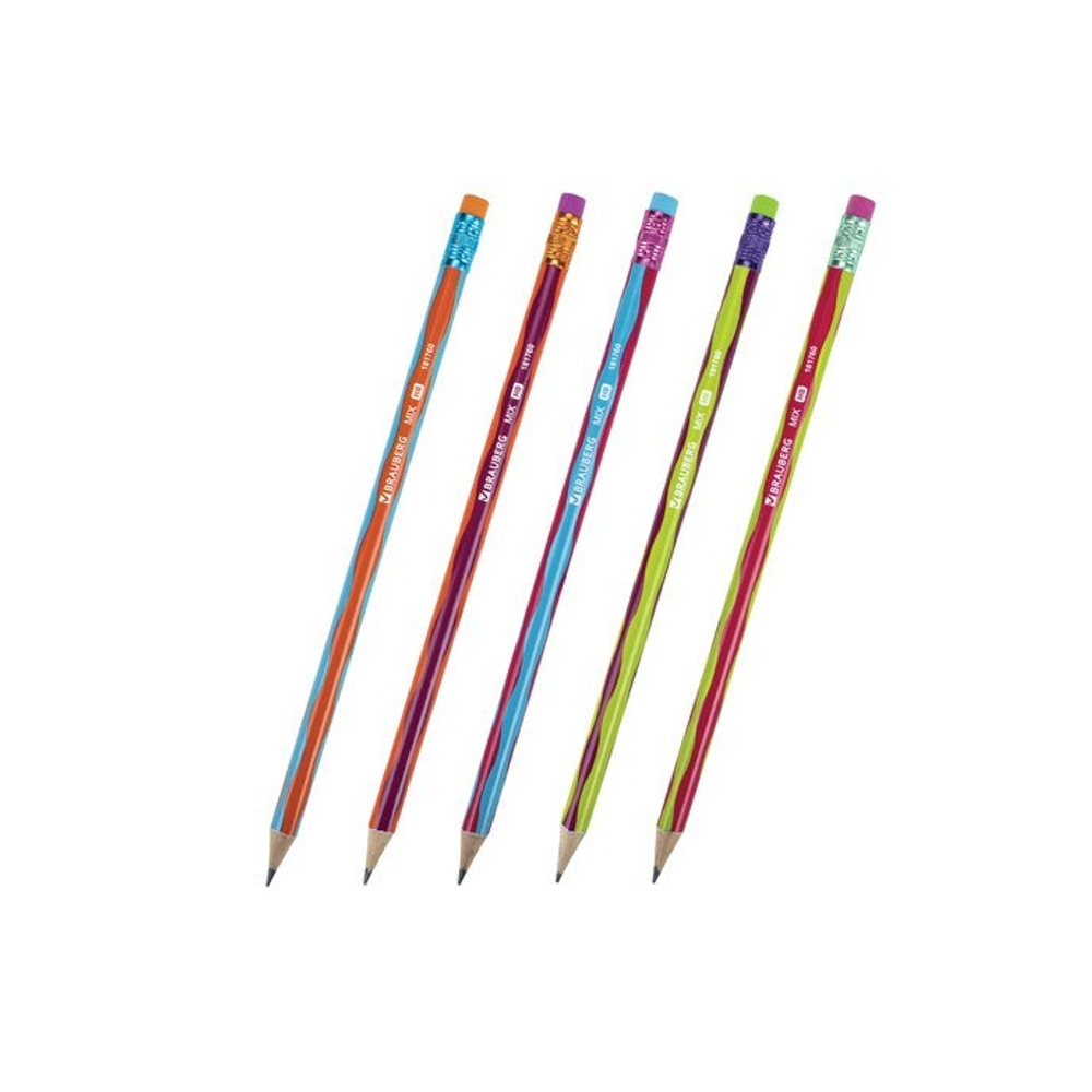 Карандаш чернографитный BRAUBERG MIX, ластик 181760