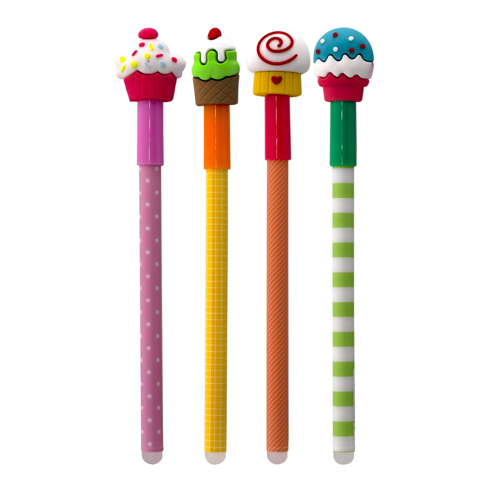 Ручка гелевая пиши-стирай Alingar, "Вкусняшки", 0,5 мм, синяя, фигурный колпачок, круглый, цветной, пластиковый корпус, карт. уп.