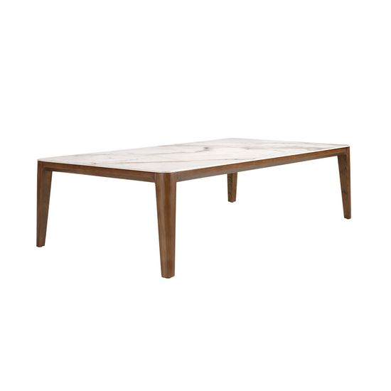 Прямоугольный журнальный столик 2153 из керамики в мраморной отделке и ореха