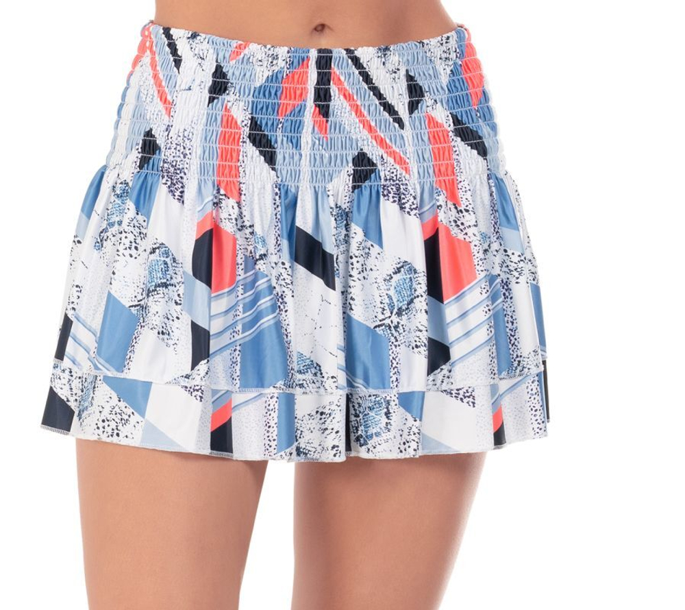 Теннисная юбка Lucky in Love Snake Rattle N' Roll Long Snake Point Smocked Skirt - bluemarine