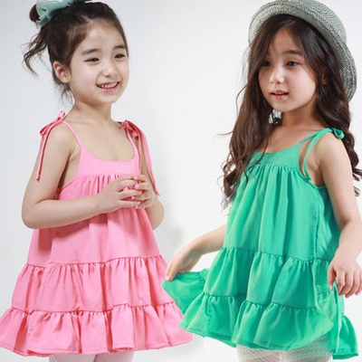 Сарафан однотонный на завязках с воланами