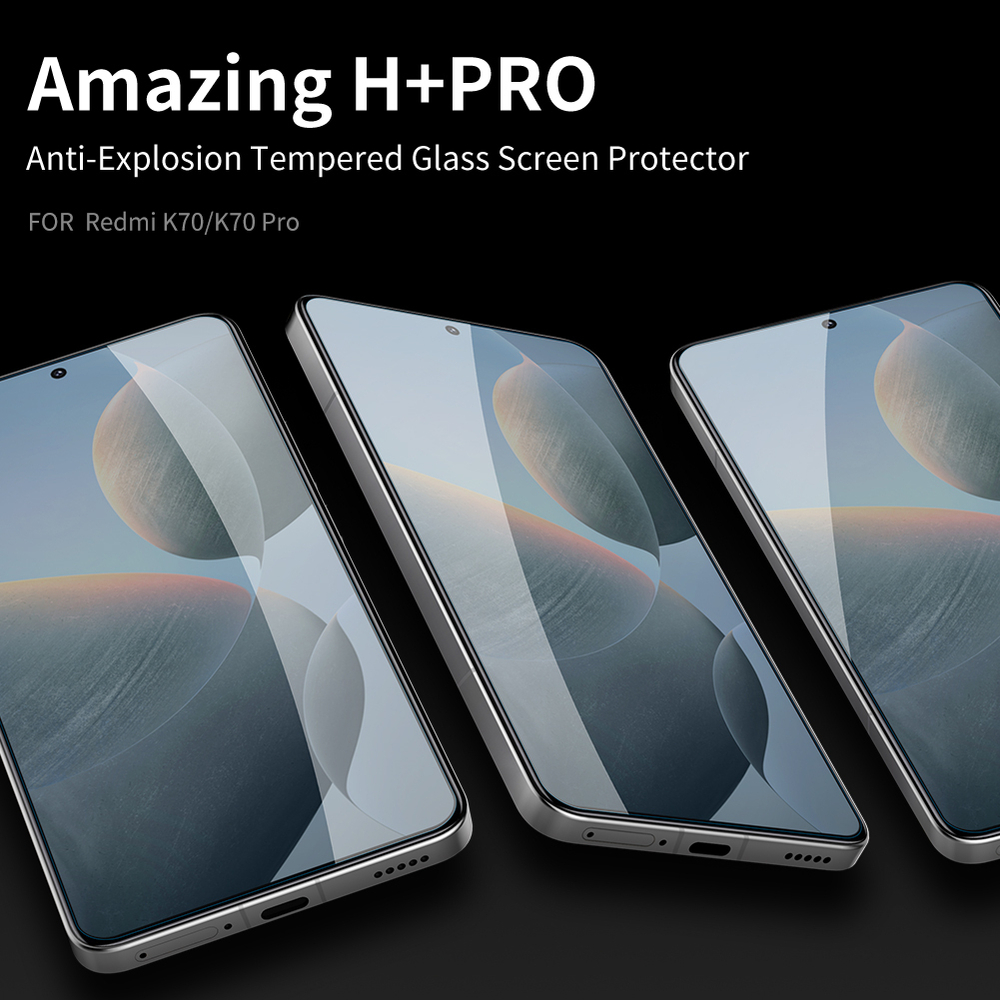Защитное стекло с прозрачными рамками от Nillkin для Xiaomi Poco F6 Pro, серия H+Pro Anti-Explosion Glass Screen Protector