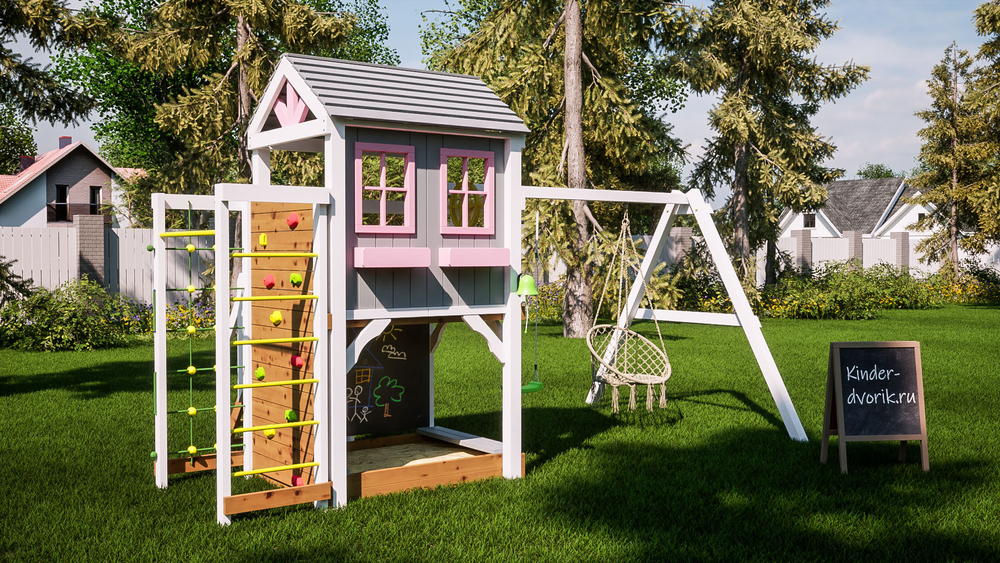 Детский домик с качелями "Прованс - спорт"