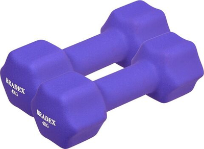Набор гантелей неопреновых по 4 кг, фиолетовые, 2 шт.