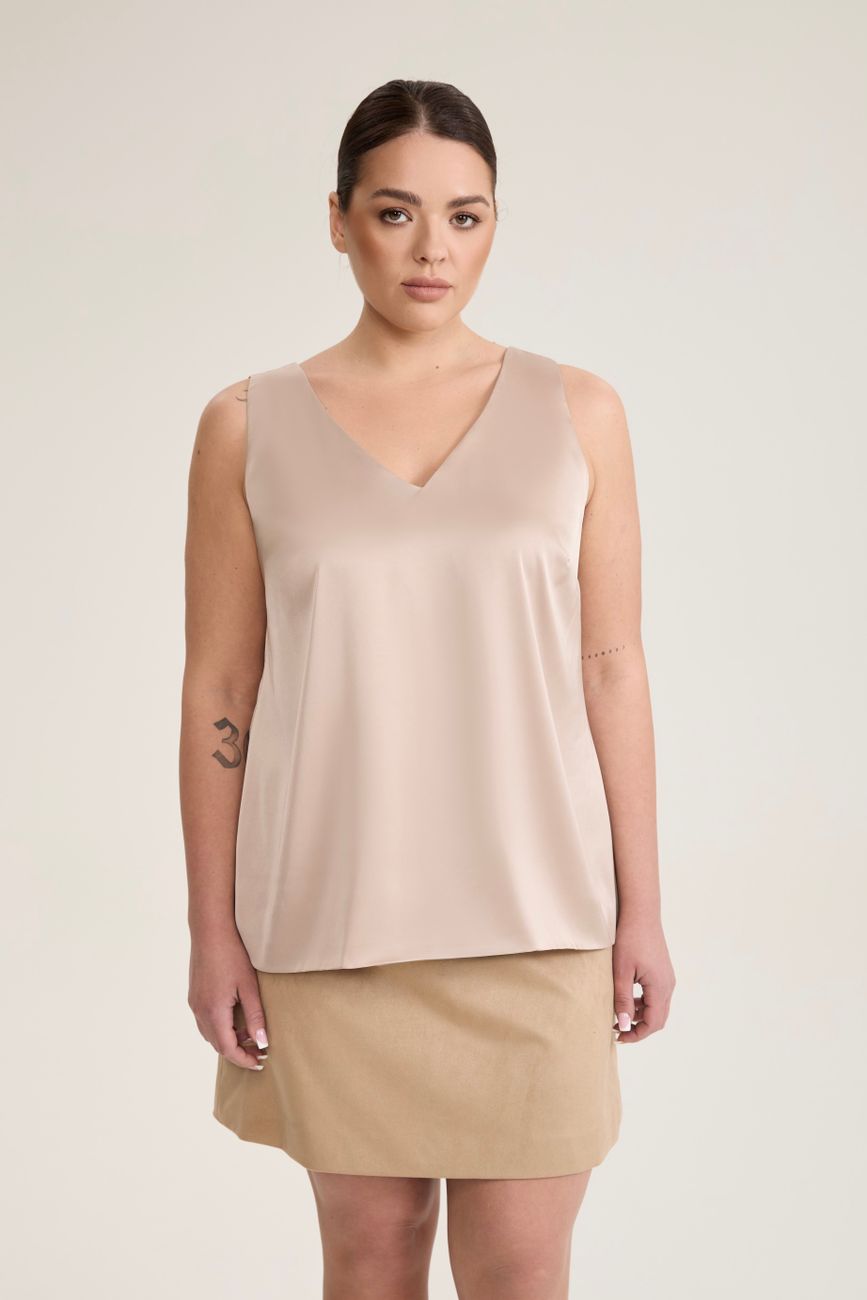 Топ двухслойный на широких бретелях, телесный