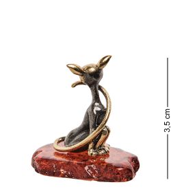 AM- 390 Фигурка «Кошка сфинкс» (латунь, янтарь)