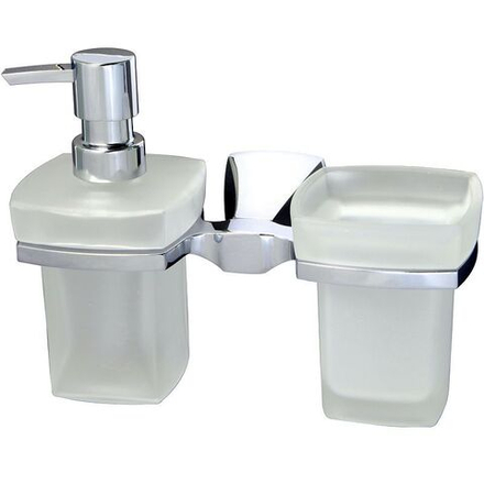 К-2589 Держатель стакана и дозатора матовое стекло, хром