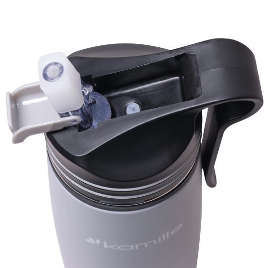 Термос-Бутылка спортивная 500 мл. Kamille KM-2058 из нержавеющей стали с трубочкой и клипсой