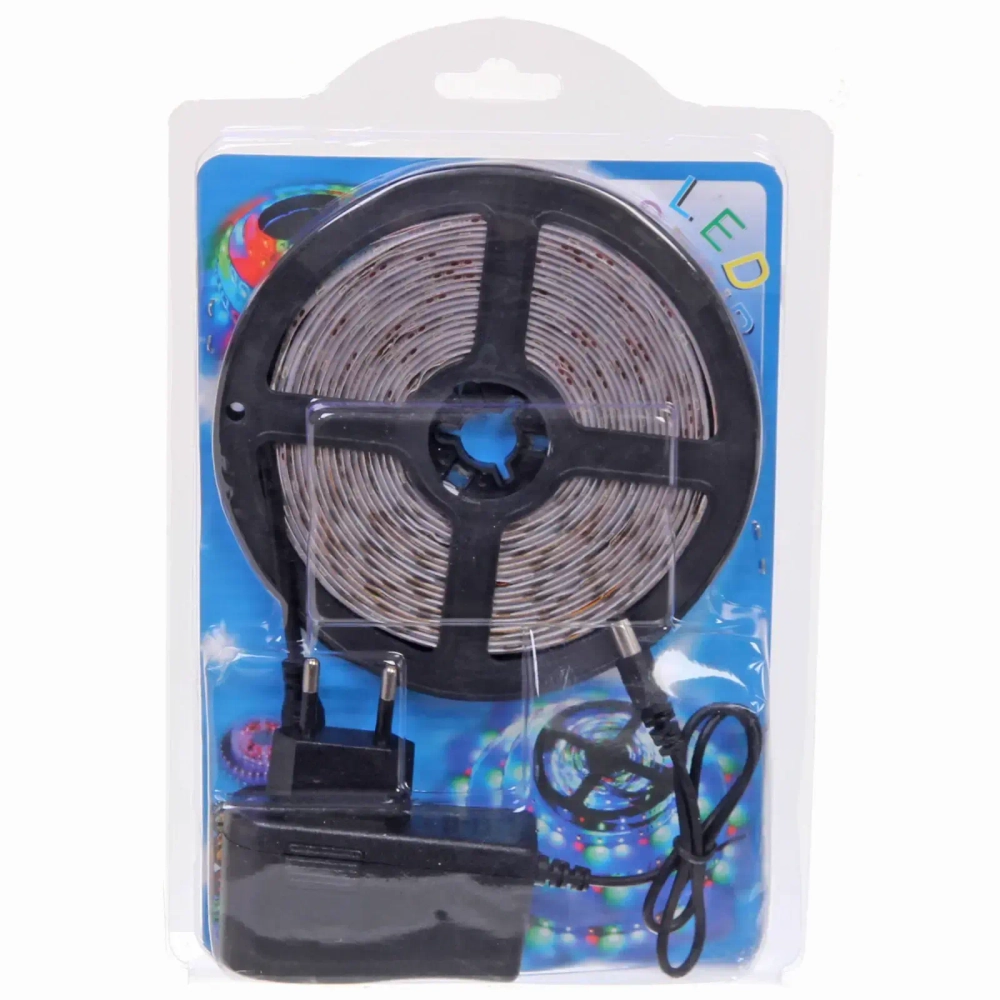 Гирлянда для дома Лента светодиодная самоклейка 5м*8мм, 300 ламп LED, 1 реж, б/пульта, степень защиты IP64, Синий (арт.542-131)