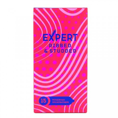 Презервативы EXPERT Ribbed&Studded, ребристо-точечные, 15 шт