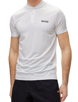 Мужское теннисное поло BOSS x Matteo Berrettini Slim-Fit Polo Shirt With Boomber-Style Collar - white